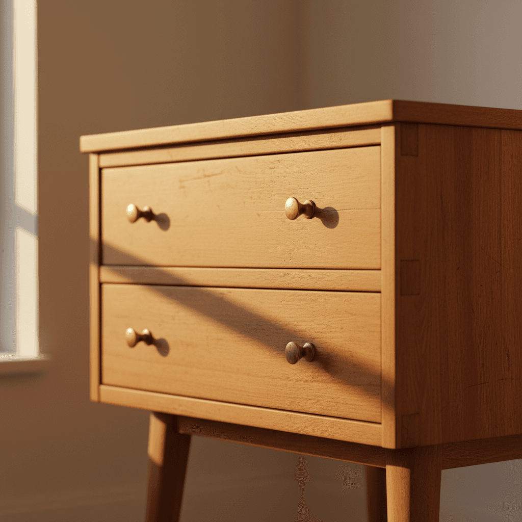 Dresser with a fresh coat of varnish and replaced hardware